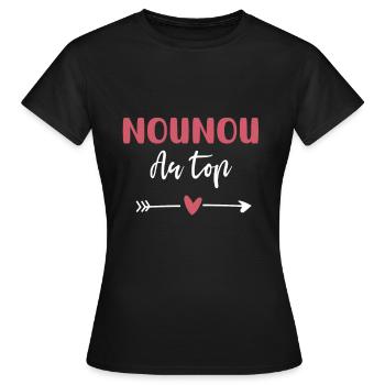 nounou au top coeur - T-shirt Femme - noir - Devant - AI Model Female 172 dark (172cm)