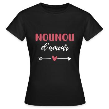 nounou d'amour coeur - T-shirt Femme - noir - Devant - AI Model Female 172 dark (172cm)