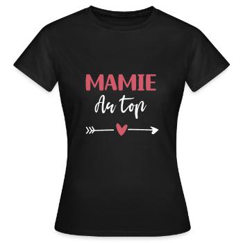 mamie au top coeur grand-mère - T-shirt Femme - noir - Devant - AI Model Female 172 dark (172cm)