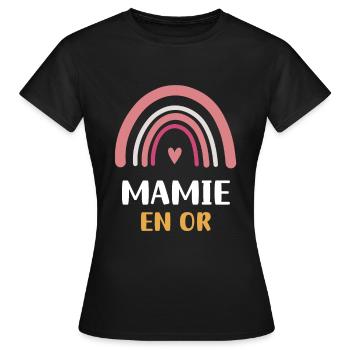 mamie en or arc-en-ciel grand-mère - T-shirt Femme - noir - Devant - AI Model Female 172 dark (172cm)