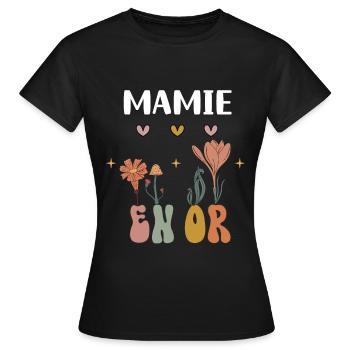 Oma Gold Blumen Bohème Oma - Frauen T-Shirt - Schwarz - Vorne - AI Model Female 172 dark (172cm)