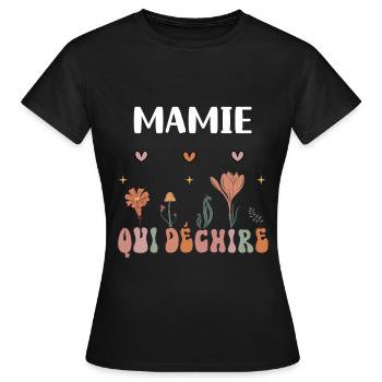 Oma Reißt Blumen Boho Oma - Frauen T-Shirt - Schwarz - Vorne - AI Model Female 172 dark (172cm)