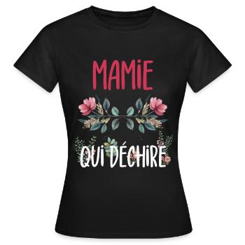 Oma reißt Blumen Oma - Frauen T-Shirt - Schwarz - Vorne - AI Model Female 172 dark (172cm)