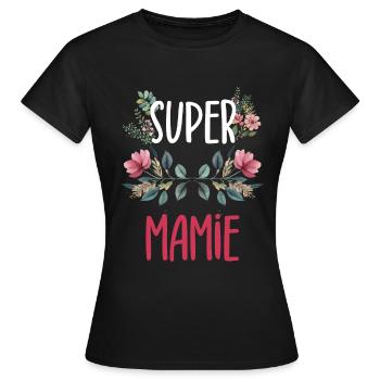 Super Granny Flowers Grandma - Women's T-Shirt - black - Front - AI Model Female 172 dark (172cm)