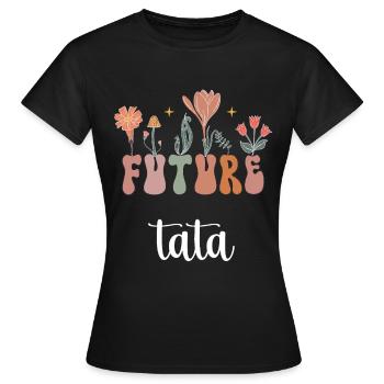 Zukünftige Tante Boho Bohème Blumen Geschenk Tante - Frauen T-Shirt - Schwarz - Vorne - AI Model Female 172 dark (172cm)