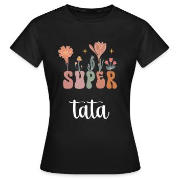 Super Tante Boho Böhmische Blumen Geschenk Tante - Frauen T-Shirt - Schwarz - Vorne - AI Model Female 172 dark (172cm)