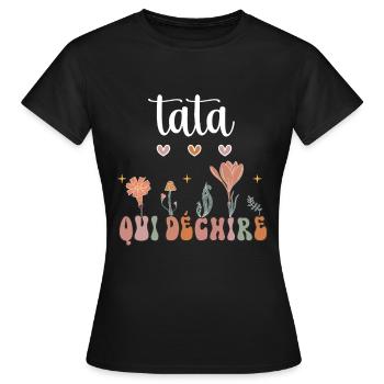 Tante reißt Boho böhmische Blumen Geschenk Tante - Frauen T-Shirt - Schwarz - Vorne - AI Model Female 172 dark (172cm)