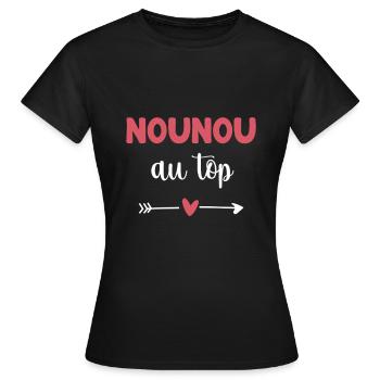 nounou au top coeur cadeau nounou - T-shirt Femme - noir - Devant - AI Model Female 172 dark (172cm)
