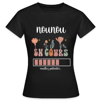 Nanny in progress boho bohemian flowers nanny gift - Women's T-Shirt - black - Front - AI Model Female 172 dark (172cm)