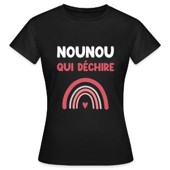 nounou qui déchire arc-en-ciel - T-shirt Femme - noir - Devant - AI Model Female 172 dark (172cm)
