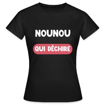nounou qui déchire cadeau nounou cadeau nounou - T-shirt Femme - noir - Devant - AI Model Female 172 dark (172cm)