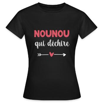 nounou qui déchire coeur cadeau nounou - T-shirt Femme - noir - Devant - AI Model Female 172 dark (172cm)
