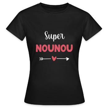 super nounou coeur cadeau nounou - T-shirt Femme - noir - Devant - AI Model Female 172 dark (172cm)
