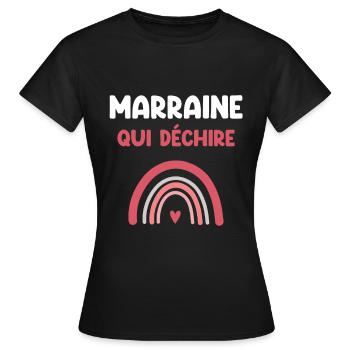 Patentante reißt Regenbogen Patin Geschenk - Frauen T-Shirt - Schwarz - Vorne - AI Model Female 172 dark (172cm)