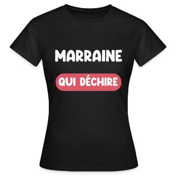 marraine qui déchire cadeau marraine - T-shirt Femme - noir - Devant - AI Model Female 172 dark (172cm)