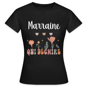 Patentante reißt Boho Bohème Blumen - Frauen T-Shirt - Schwarz - Vorne - AI Model Female 172 dark (172cm)