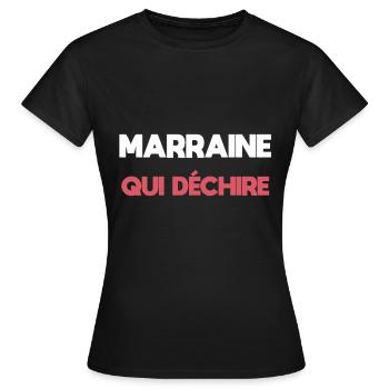 marraine qui déchire cadeau marraine - T-shirt Femme - noir - Devant - AI Model Female 172 dark (172cm)