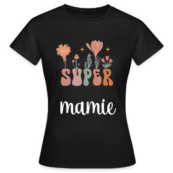 Super Granny Boho Bohemian Flowers Granny Gift - Women's T-Shirt - black - Front - AI Model Female 172 dark (172cm)