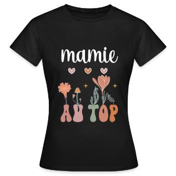 Granny at the top boho bohemian flowers gift granny - Women's T-Shirt - black - Front - AI Model Female 172 dark (172cm)