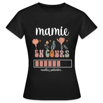 granny in progress boho bohemian flowers gift granny - Women's T-Shirt - black - Front - AI Model Female 172 dark (172cm)