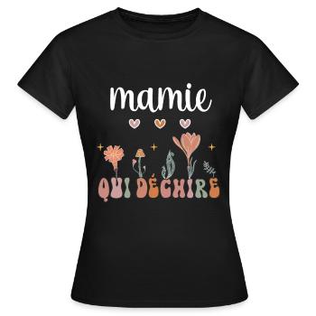 Granny Tearing Boho Bohemian Flowers Granny Gift - Women's T-Shirt - black - Front - AI Model Female 172 dark (172cm)