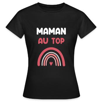 Mama oben Regenbogen Mutter Geschenk - Frauen T-Shirt - Schwarz - Vorne - AI Model Female 172 dark (172cm)