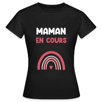 maman en cours arc-en-ciel cadeau mère - T-shirt Femme - noir - Devant - AI Model Female 172 dark (172cm)