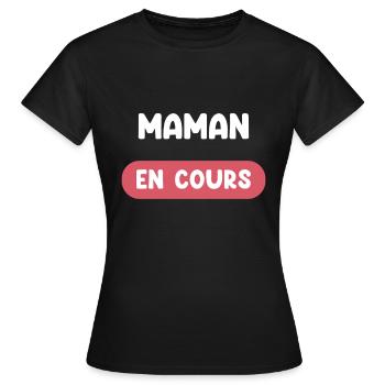 maman en cours cadeau future maman cadeau mère - T-shirt Femme - noir - Devant - AI Model Female 172 dark (172cm)