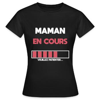 maman en cours future maman cadeau mère - T-shirt Femme - noir - Devant - AI Model Female 172 dark (172cm)