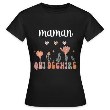 Mutter reißt Boho Bohemian Blumen Mutter Geschenk - Frauen T-Shirt - Schwarz - Vorne - AI Model Female 172 dark (172cm)