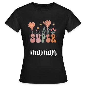 Super Mom Boho Bohemian Flowers Mother Gift - Women's T-Shirt - black - Front - AI Model Female 172 dark (172cm)