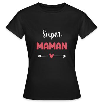 Super Mom Heart Gift Mother - Women's T-Shirt - black - Front - AI Model Female 172 dark (172cm)