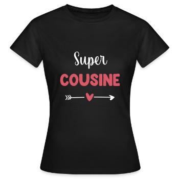 super cousine coeur cadeau cousine - T-shirt Femme - noir - Devant - AI Model Female 172 dark (172cm)