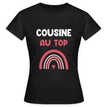 Cousin an der Spitze Regenbogen Cousin Geschenk - Frauen T-Shirt - Schwarz - Vorne - AI Model Female 172 dark (172cm)