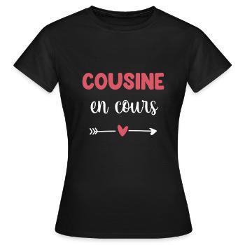 cousine en cours coeur cadeau cousine - T-shirt Femme - noir - Devant - AI Model Female 172 dark (172cm)