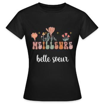 Beste Schwägerin Boho Böhmische Blumen - Frauen T-Shirt - Schwarz - Vorne - AI Model Female 172 dark (172cm)