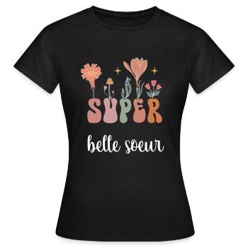 Super schöne Schwester Boho Böhmische Blumen - Frauen T-Shirt - Schwarz - Vorne - AI Model Female 172 dark (172cm)