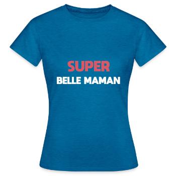 Mamá súper hermosa madrastra - Camiseta mujer - azul zafiro antiguo jaspeado - delante - AI Model Female 172 dark (172cm)