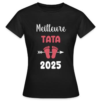 meilleure tata 2025 annonce grossesse - T-shirt Femme - noir - Devant - AI Model Female 172 dark (172cm)