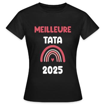 2025 Tata Beste Schwangerschaftswerbung - Frauen T-Shirt - Schwarz - Vorne - AI Model Female 172 dark (172cm)