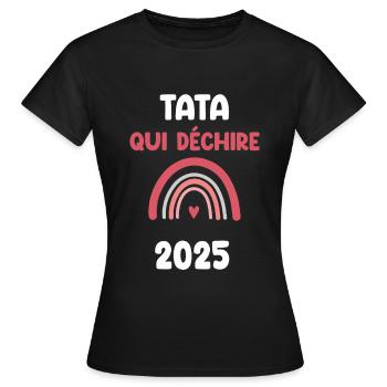 2025 Auntie Pregnancy Announcement - Women's T-Shirt - black - Front - AI Model Female 172 dark (172cm)