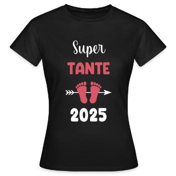 Super Aunt 2025 Pregnancy Announcement - Women's T-Shirt - black - Front - AI Model Female 172 dark (172cm)