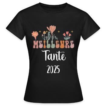 aunt 2025 best flowers pregnancy announcement - Women's T-Shirt - black - Front - AI Model Female 172 dark (172cm)