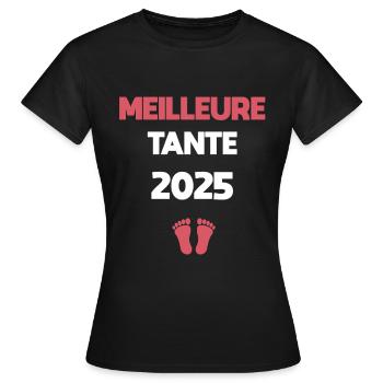 Aunt Best 2025 Pregnancy Announcement - Women's T-Shirt - black - Front - AI Model Female 172 dark (172cm)