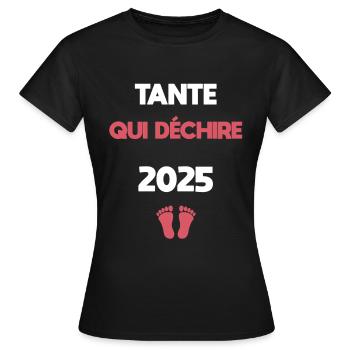 Aunt Who 2025 Pregnancy Announcement - Women's T-Shirt - black - Front - AI Model Female 172 dark (172cm)