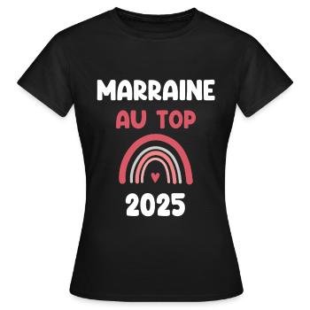 2025 marraine au top annonce grossesse - T-shirt Femme - noir - Devant - AI Model Female 172 dark (172cm)