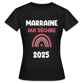 2025 marraine qui déchire annonce grossesse - T-shirt Femme - noir - Devant - AI Model Female 172 dark (172cm)