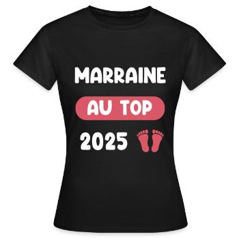 au top 2025 marraine annonce grossesse - T-shirt Femme - noir - Devant - AI Model Female 172 dark (172cm)