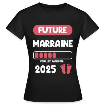 future 2025 marraine annonce grossesse - T-shirt Femme - noir - Devant - AI Model Female 172 dark (172cm)