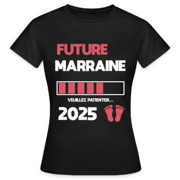 marraine future 2025 annonce grossesse - T-shirt Femme - noir - Devant - AI Model Female 172 dark (172cm)